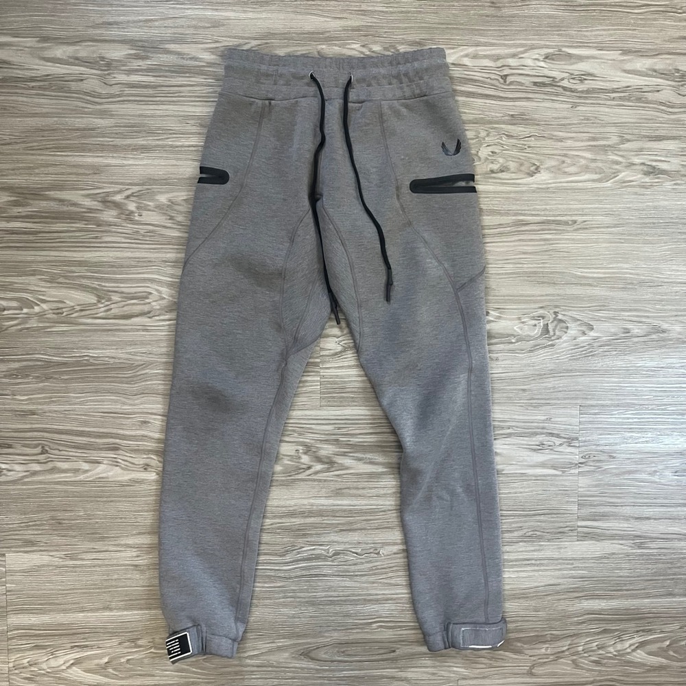 ASRV Mens Technical Sportswear Joggers Gray Tapered Training Pants Size M